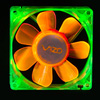 Флуоресцентный вентилятор 80 мм зелено-оранжевый с УФ светодиодами