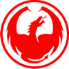 Наклейка  Круг дракона   красная
