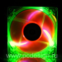 Флуоресцентный вентилятор 80 мм зелено оранжевый с УФ светодиодами