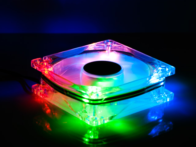 Вентилятор с подсветкой разноцветной RGBO с 4 светодиодами Gembird