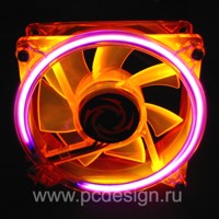 Вентилятор с подсветкой с ультрафиолетовым кольцом 80мм оранжевый флуоресцентный