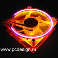 Вентилятор с подсветкой с ультрафиолетовым кольцом 80мм оранжевый флуоресцентный