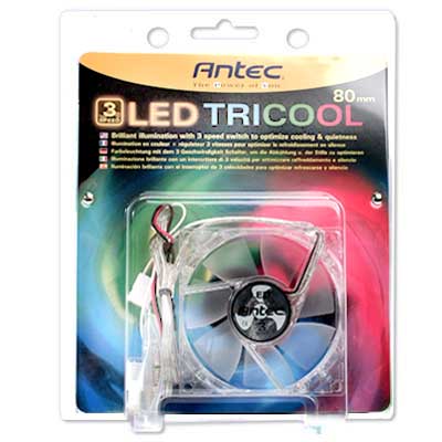Вентилятор с подсветкой трехцветной 80мм Antec TriCool 80 Trilight LED 3 скорост
