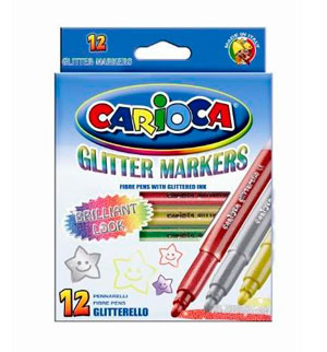 Фломастеры с блестками Glitterello Universal Carioca Glitter Markers 12шт 41200