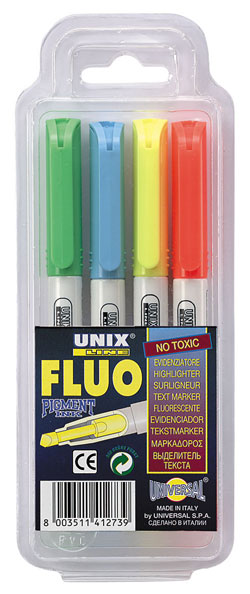 Флуоресцентные маркеры Universal UNIX FLUO H4500 4 шт  4 цвета 41273