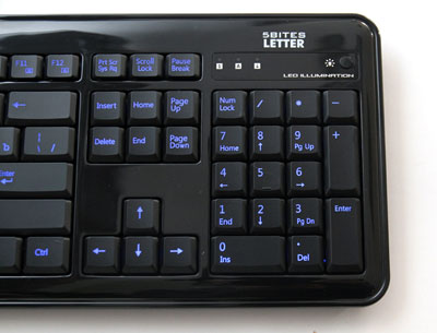 Клавиатура с подсветкой символов синей 5bites LETTER 37L черная