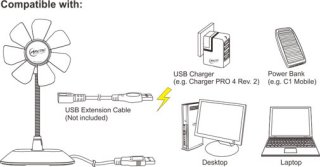 USB   Arctic Breeze USB Desktop Fan