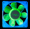 Флуоресцентный вентилятор 80 мм зелено-синий со светодиодами